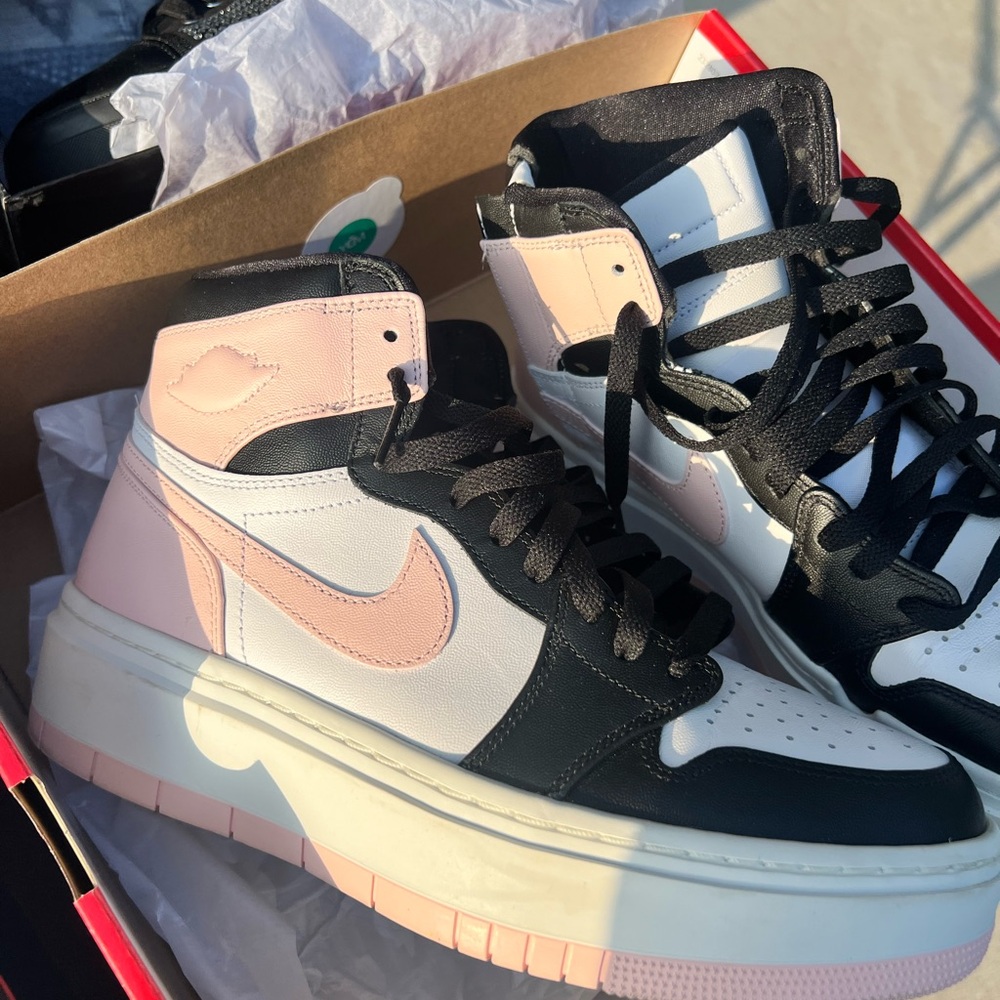 Jordan Women's High-Top Sneakers - Black, White, and Pink